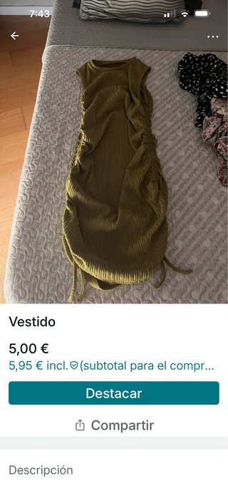 Vestido verde oliva fruncido