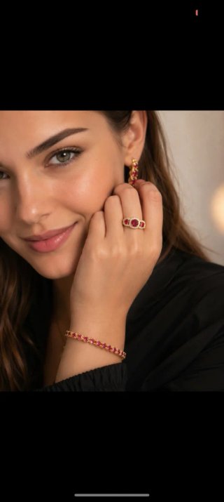 Pulsera y Anillo Oro 14k Baño Rojo