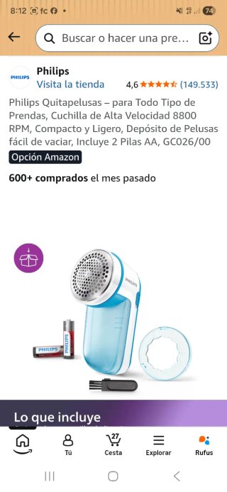 Quitapelusas Philips Eléctrico