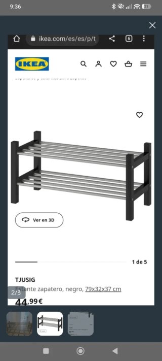 Zapatero TJUSIG IKEA 2 niveles madera y metal