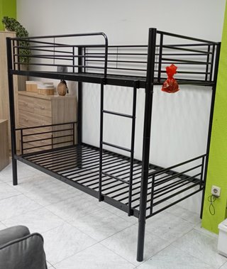 Litera Singular Negra  + 2 Colchones. ¡EN OFERTA!