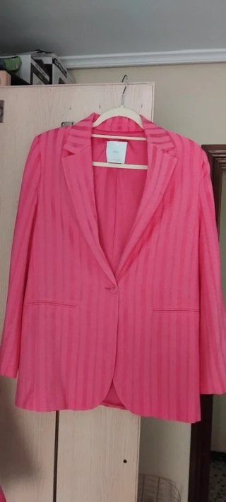 Traje Mango rosa rayas