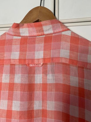 Camisa GANT Lino Cuadros Naranja Talla XL
