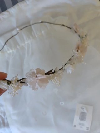 Corona de flores rosa comunión de coconut, nueva