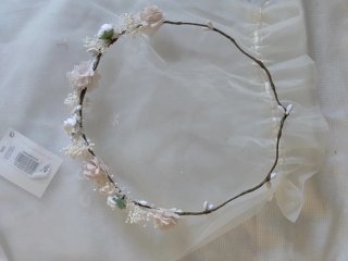 Corona de flores rosa comunión de coconut, nueva