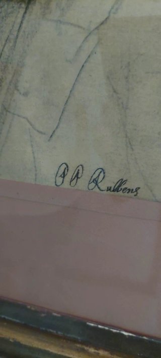Dibujo a lápiz, reproducción de retrato de Rubens