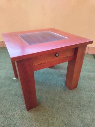 Mesa centro madera maciza y cristal