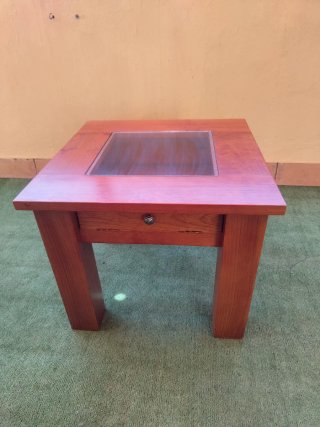 Mesa centro madera maciza y cristal