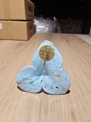 Portacandele Fiore Vetro Murano AZZURRO