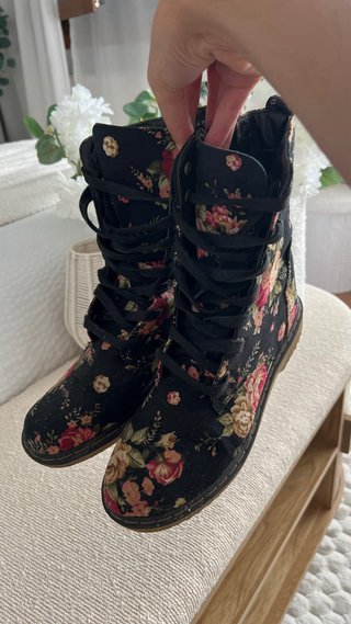 Botas altas florales negras talla 39