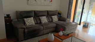 Chaise longue de tela gris