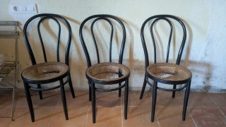 Sillas Thonet Negras Ratán Madera