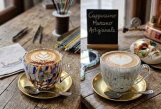 Tazza Cappuccino Vetro Murano Multicolore - celest