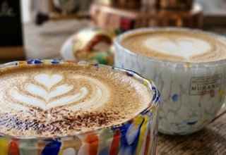 Tazza Cappuccino Vetro Murano Multicolore - celest