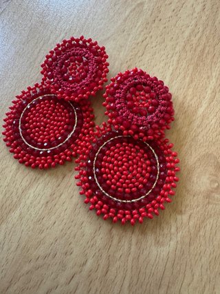 Aretes Tipo Miyuki Rojo y Dorado