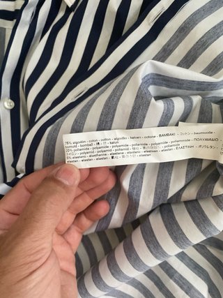 Camisa Zara Rayas Azul y Blanca Manga Corta