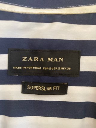 Camisa Zara Rayas Azul y Blanca Manga Corta