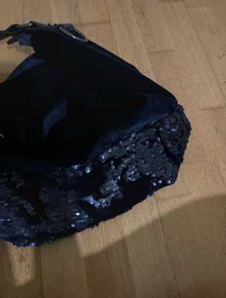 Bolso Terciopelo Vintage Lentejuelas Azul