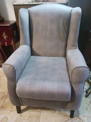 Pareja sillones orejeros confort gris