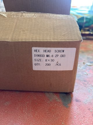 Tornillos M6x30 DIN933 ZP CR3 (200 uds)