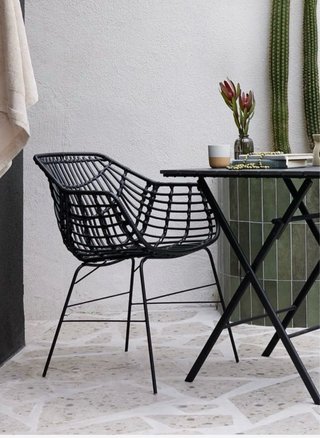 Pack 2 Sillas Jardín Metal Mimbre Negro