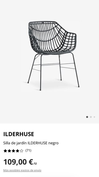Pack 2 Sillas Jardín Metal Mimbre Negro