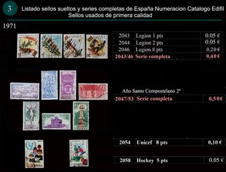 Sellos Año 1971 completo y sueltos Usados España