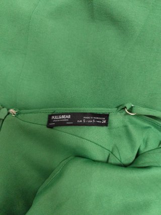 Vestido verde tirantes drapeado