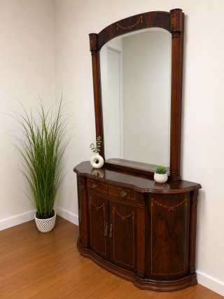 Recibidor de madera maciza con espejo