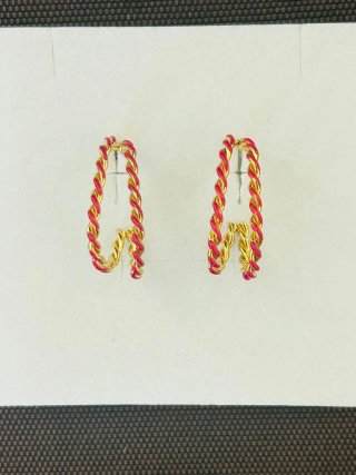 Orecchini vintage donna oro e rosso