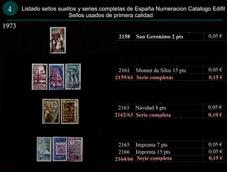 Sellos Año 1973 completo y sueltos Usados España