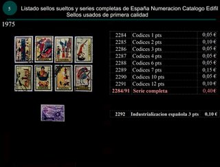 Sellos Año 1975 completo y sueltos Usados España