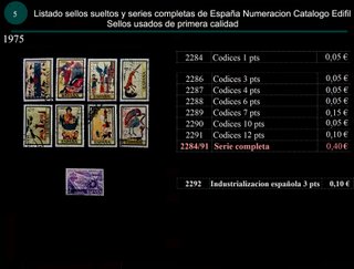 Sellos Año 1975 completo y sueltos Usados España