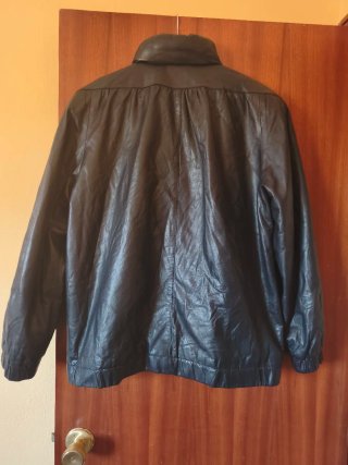 Chaqueta de piel azul marino mujer