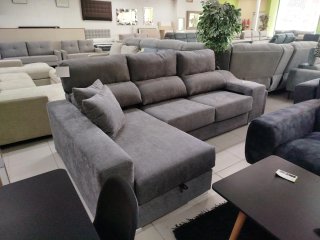 Chaise longue modular con arcón y cojines