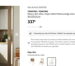 Mesa Extensible IKEA + 2 Sillas Tapizadas