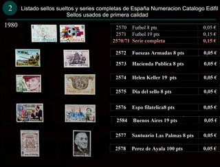 Sellos Año 1980 completo y sueltos Usados España