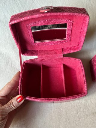 Joyero imitación piel labrada rosa