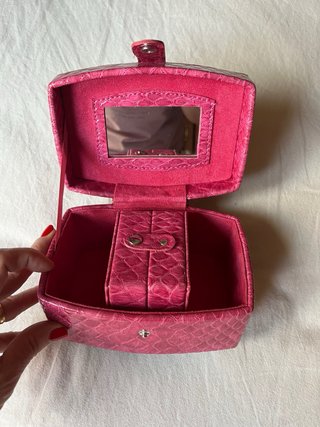 Joyero imitación piel labrada rosa