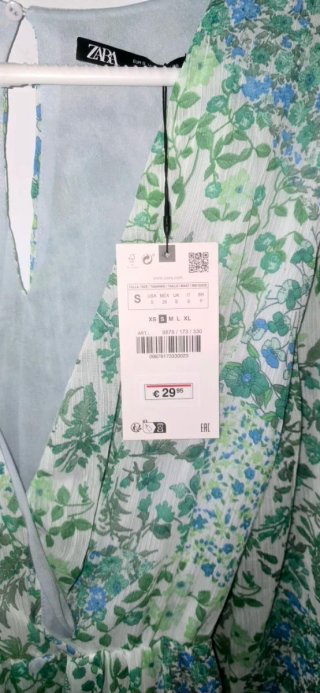 Vestido Zara floral verde S