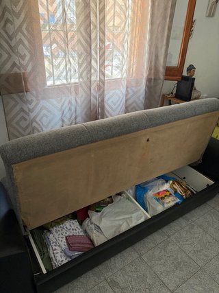 Divano letto Clic Clac in tessuto e pelle