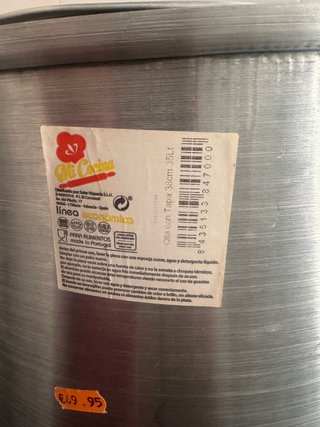 Olla Aluminio 38cm 35L con Tapa