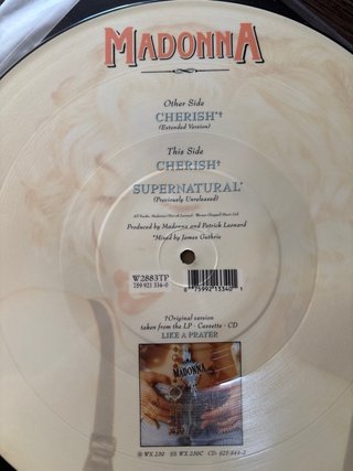 Madonna Cherish 12 Picture Disc Vinilo NM