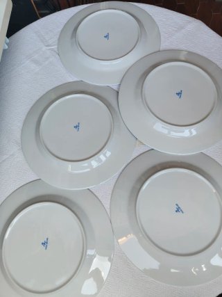 5 Platos Porcelana Vista Alegre Flor Azul