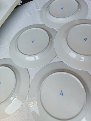 5 Platos Porcelana Vista Alegre Flor Azul