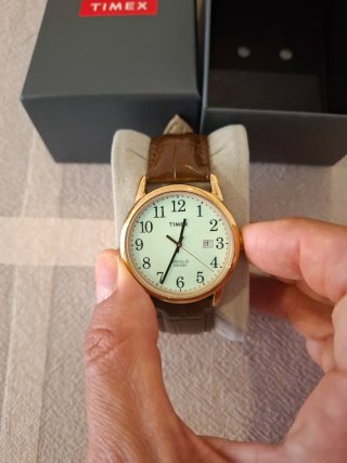 Reloj Timex Indiglo Correa Marrón Dorado