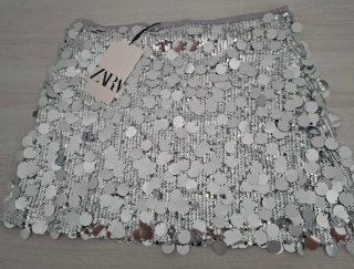 Falda Zara lentejuelas plateada Talla S NUEVA!