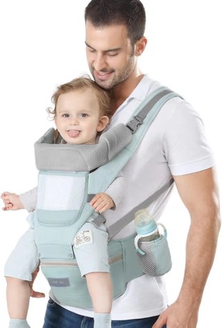 Portabebés ergonómico con soporte para biberón