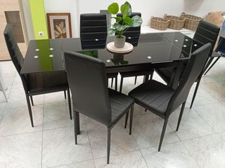 Mesa Comedor Extensible + 6 Sillas Negra. !Oferta!