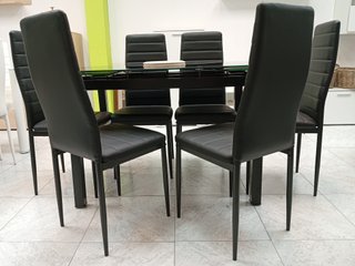 Mesa Comedor Extensible + 6 Sillas Negra. !Oferta!